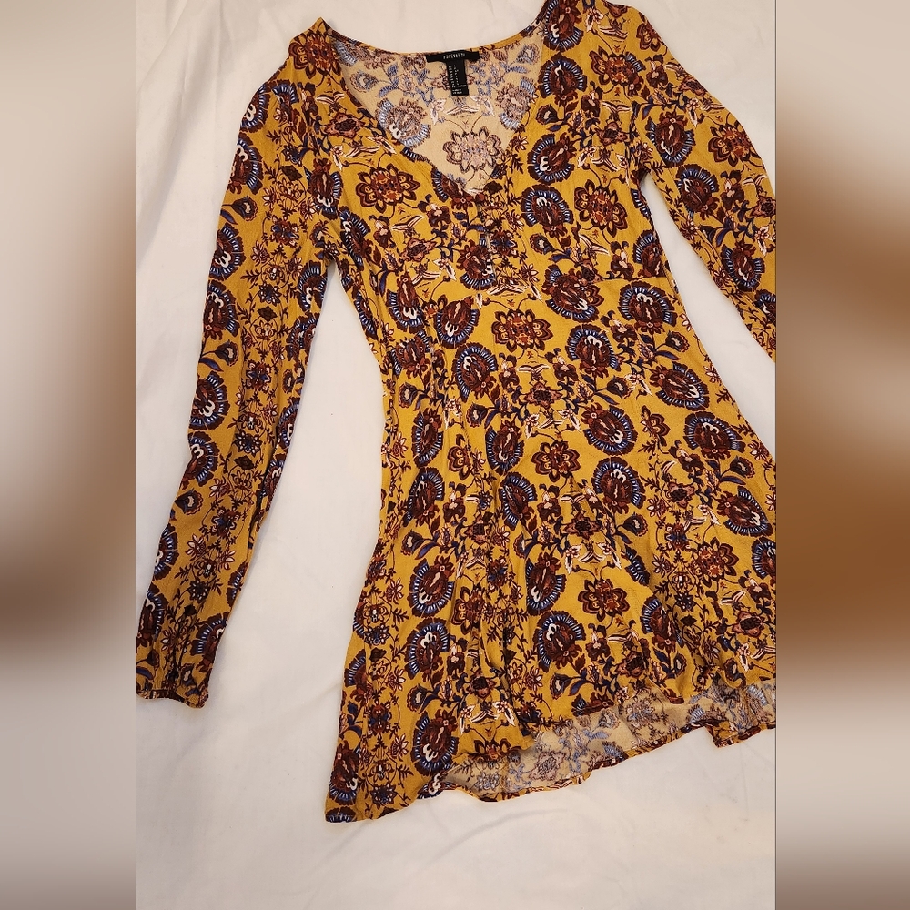 Forever 21 Mustard Floral Dress